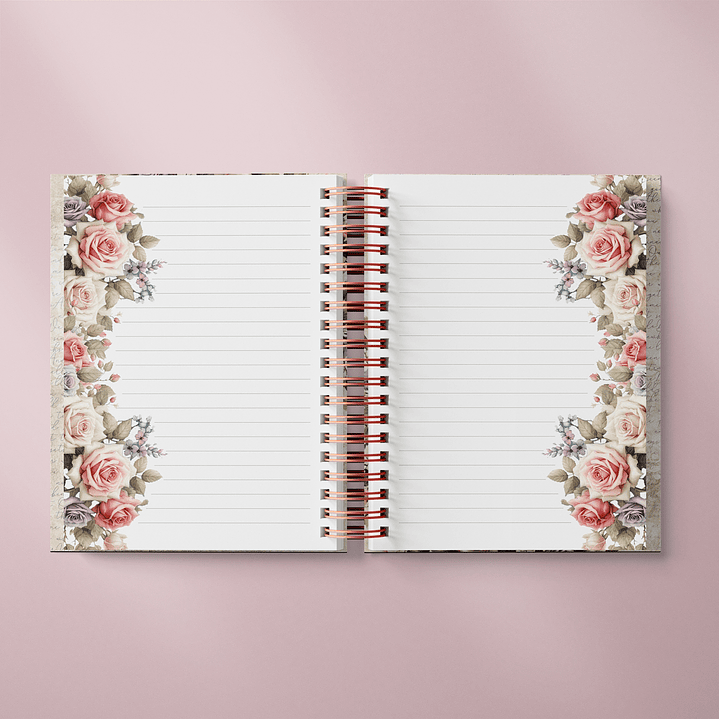 Arquivo Diário Floral Wire-O Espiral  4