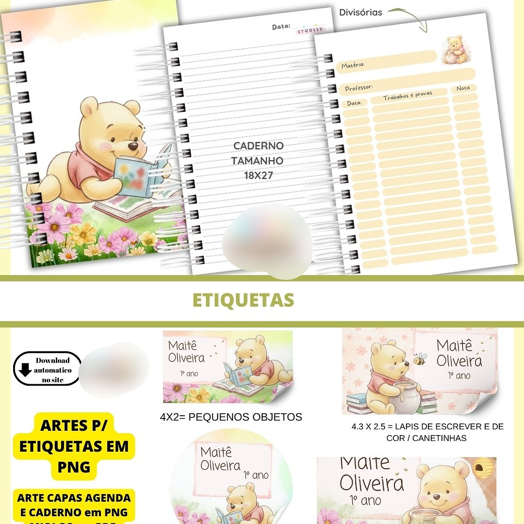 Arquivo Agenda Escolar Ursinho Pooh 2026 2