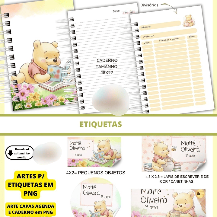 Arquivo Agenda Escolar Ursinho Pooh 2026 2