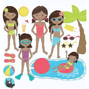 Kit Digital Meninas Na Piscina 