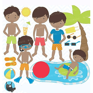 Kit Digital Meninos Na Piscina 