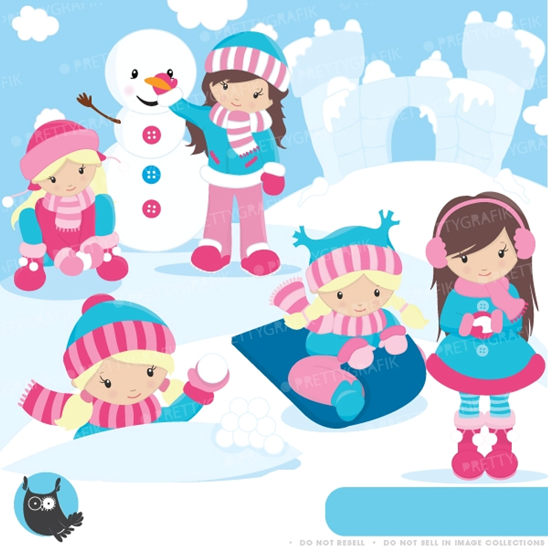 Kit Digital Meninas na Neve  1