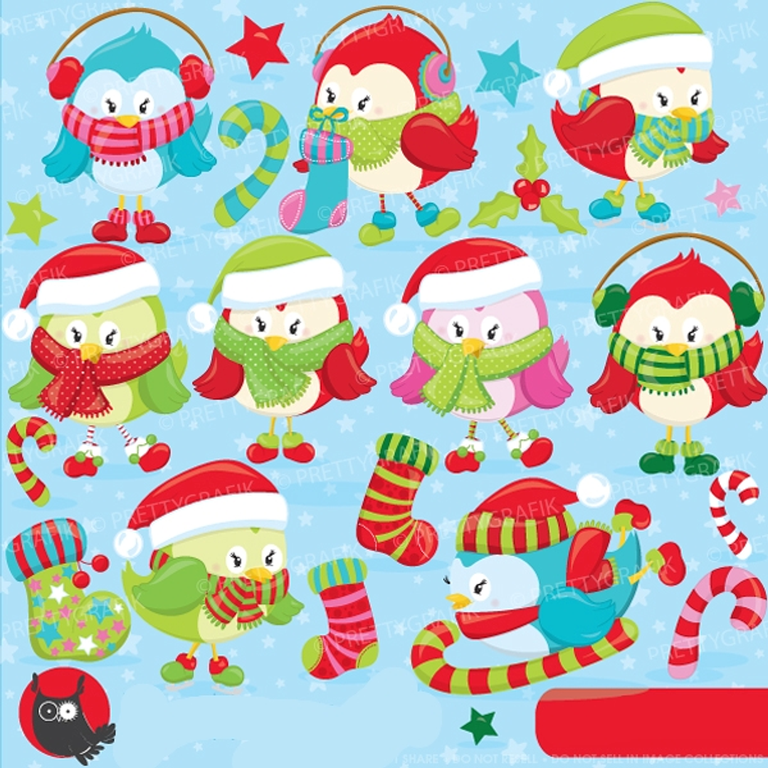 Kit Digital Passarinho Inverno  1