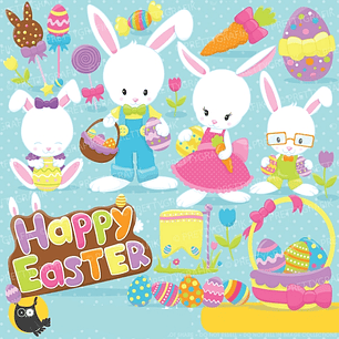 Kit Digital Coelhinhos Pascoa 