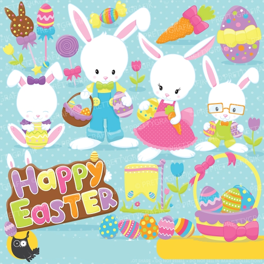 Kit Digital Coelhinhos Pascoa  1