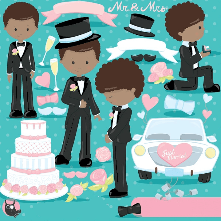 Kit Digital Noivos Negros  1