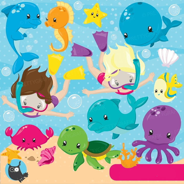 Kit Digital Fundo do Mar Meninas  1