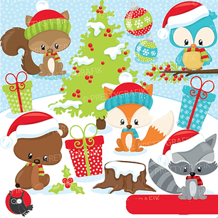 Kit Digital Animais Fofinhos No Natal 