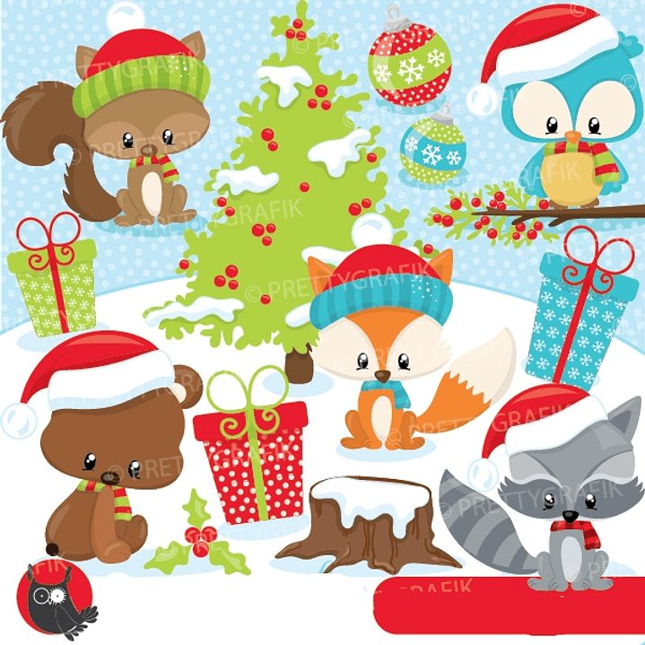 Kit Digital Animais Fofinhos No Natal  1