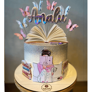 Arquivo Topo de Bolo Menina Leitora Livros