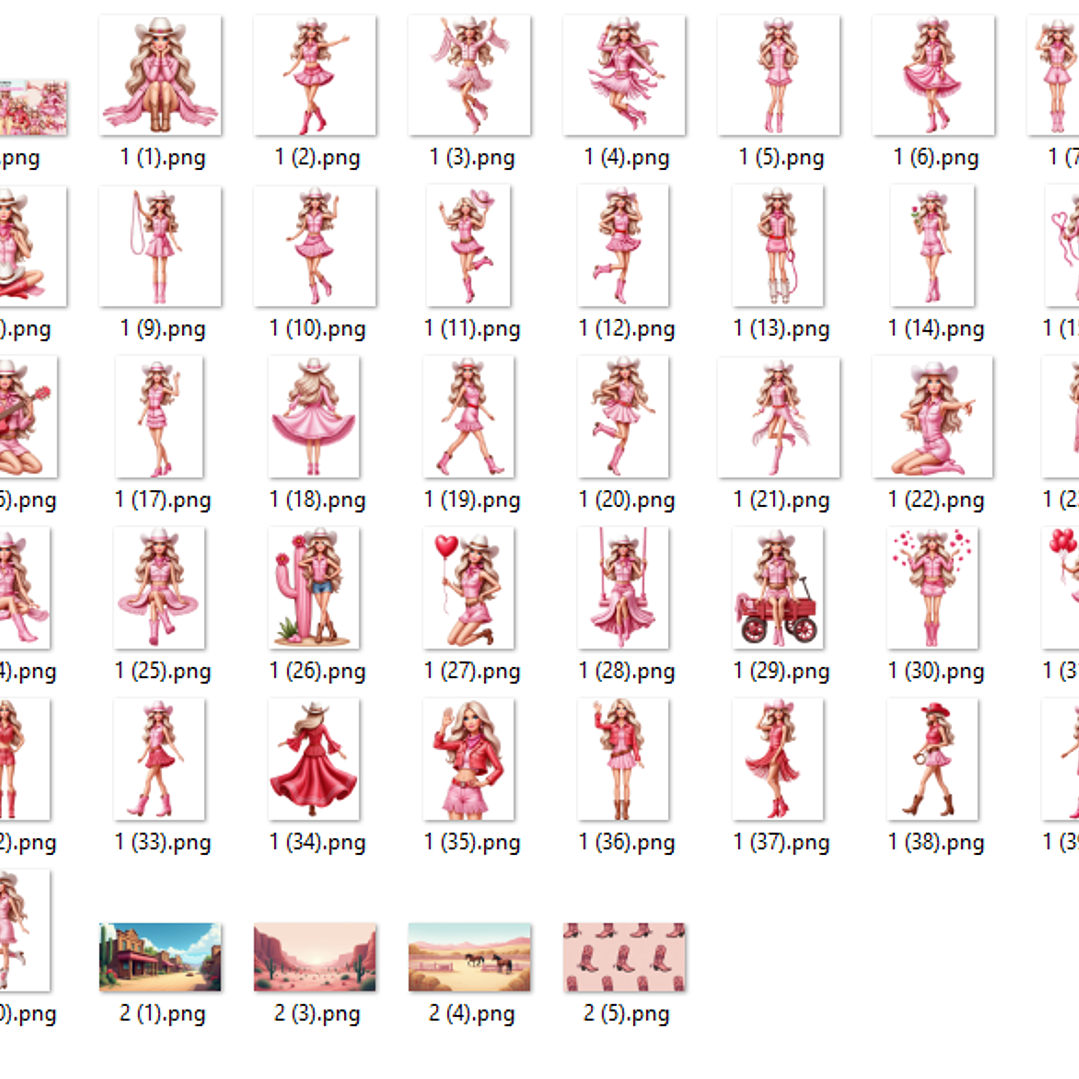 Kit Digital Barbie Boiadeira Rosa Vermelho  2