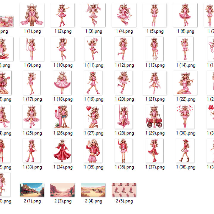 Kit Digital Barbie Boiadeira Rosa Vermelho  2