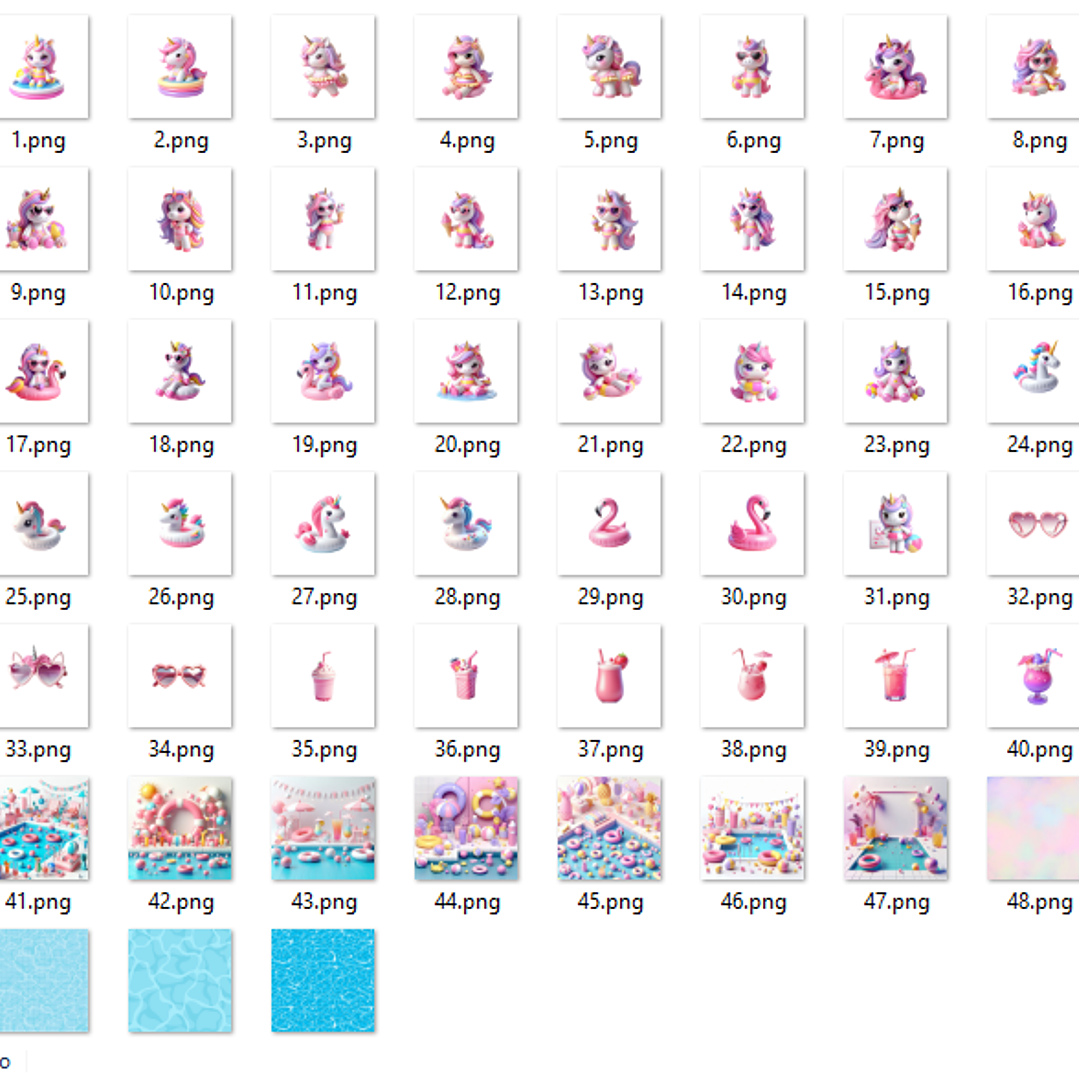 Kit Digital Unicórnio Pool Party  2