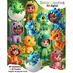 Kit Digital Dino com Mascotes 