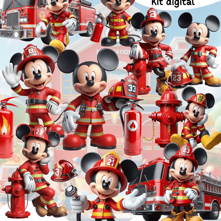 Kit Digital Mickey Bombeiro  1