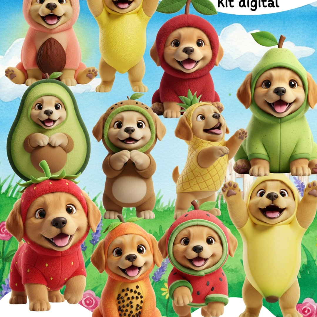 Kit Digital Doguinhos Frutinhas  1