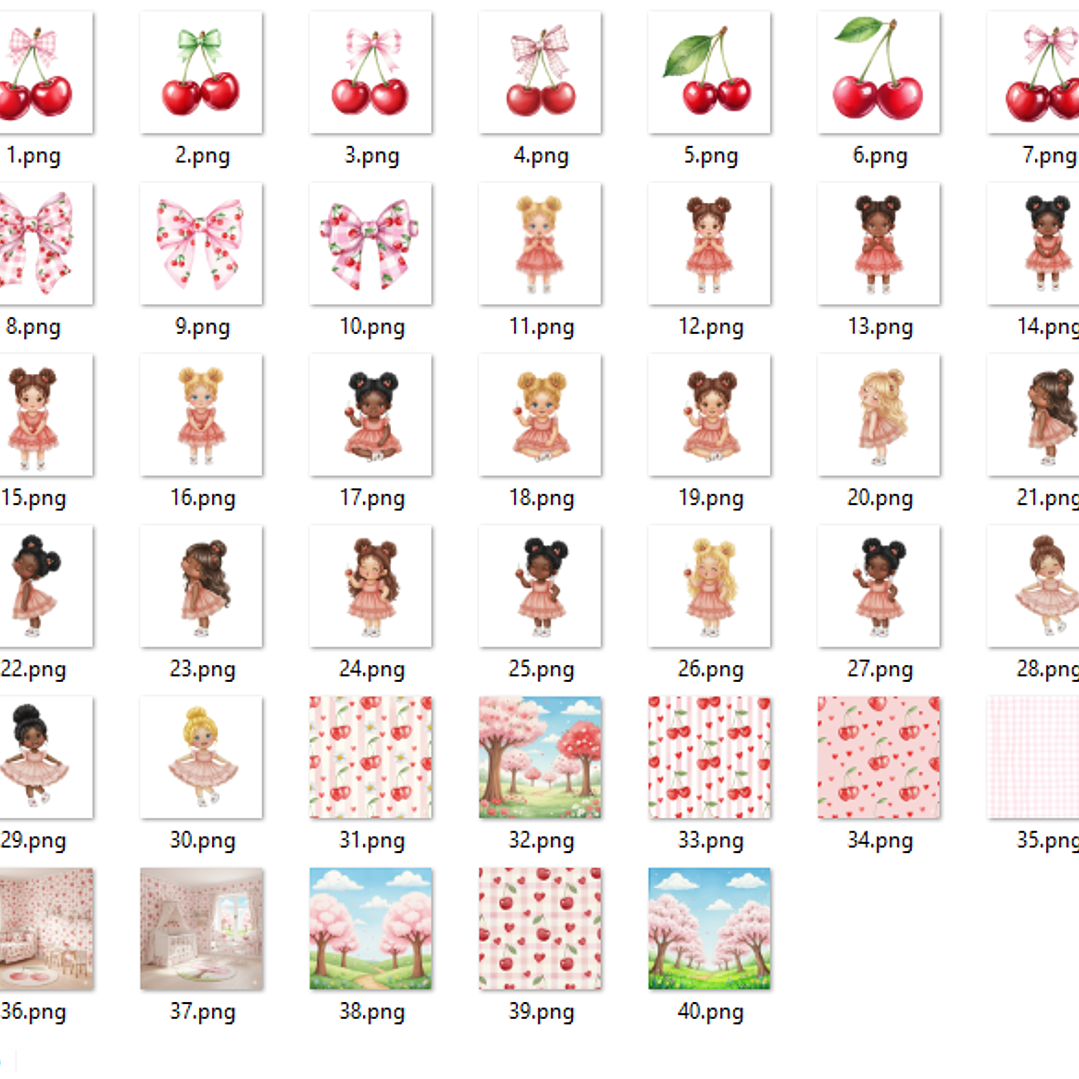 Kit Digital Meninas Cerejinhas  2