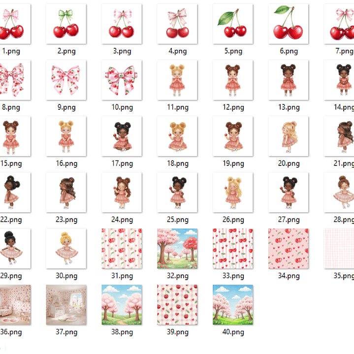 Kit Digital Meninas Cerejinhas  2