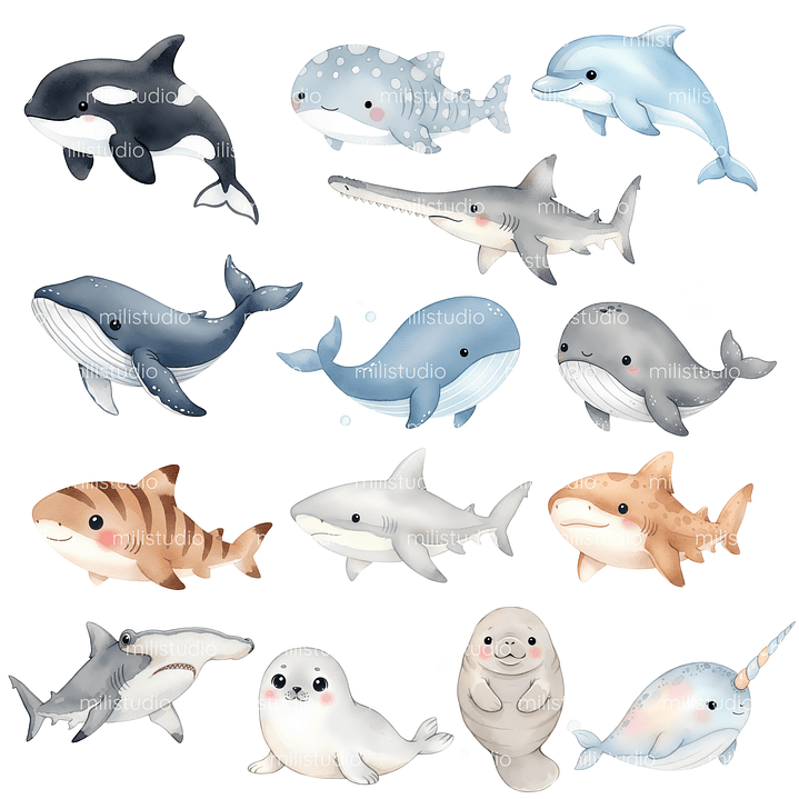 Kit Digital Fundo do Mar em Aquarela  7