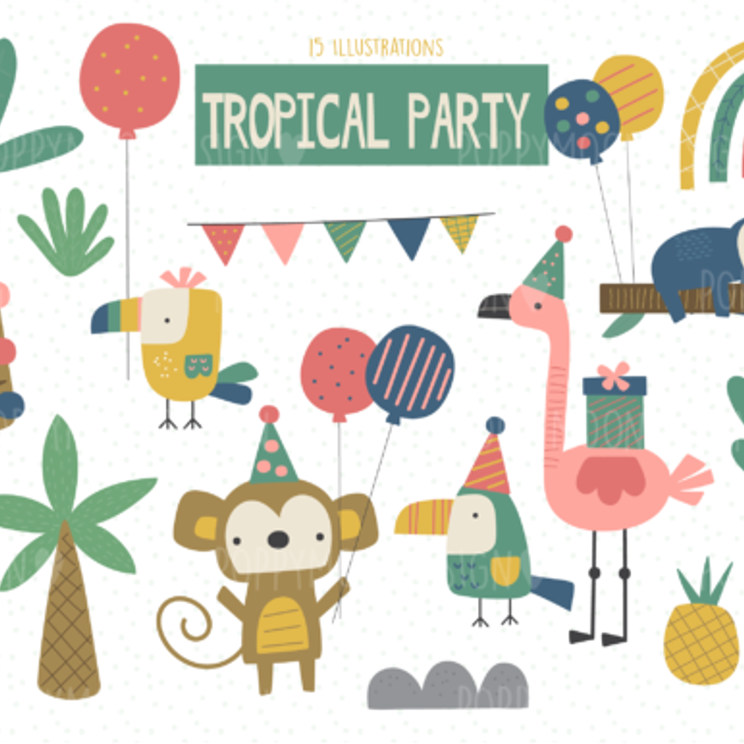 Kit Digital Aniversário Tropical  1