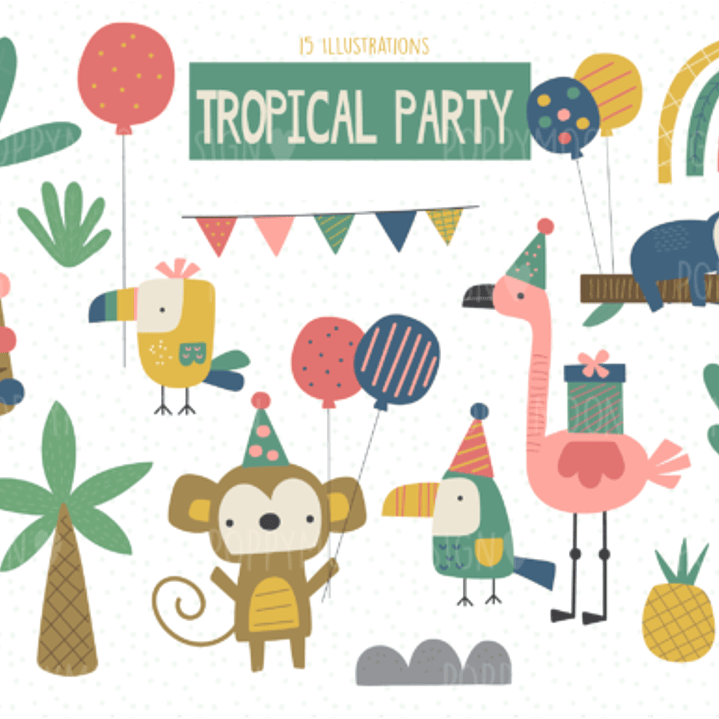 Kit Digital Aniversário Tropical  1