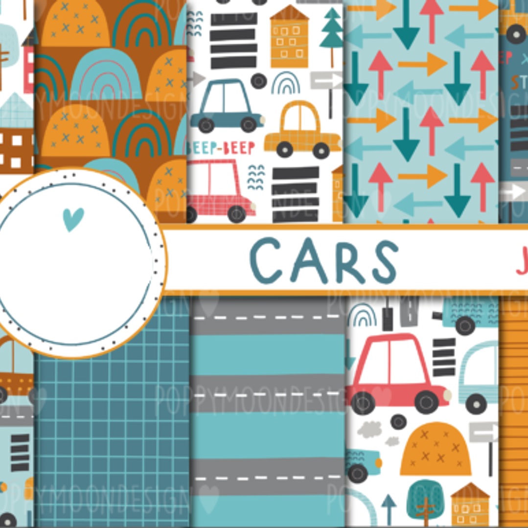 Kit Digital Papeis Carrinhos  1