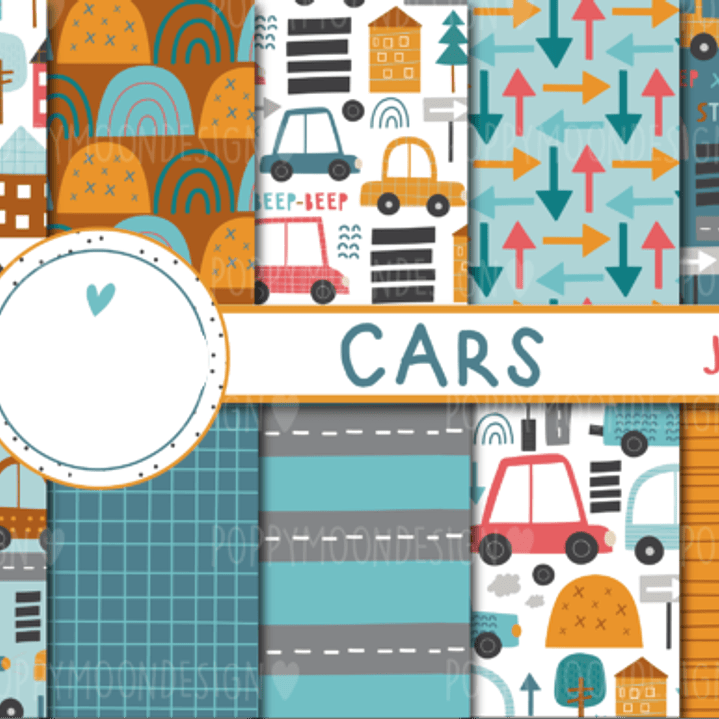 Kit Digital Papeis Carrinhos  1