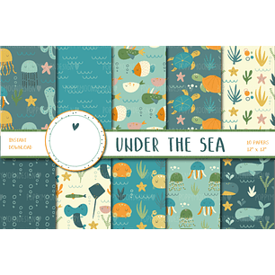 Kit Digital Papeis Fundo Do Mar