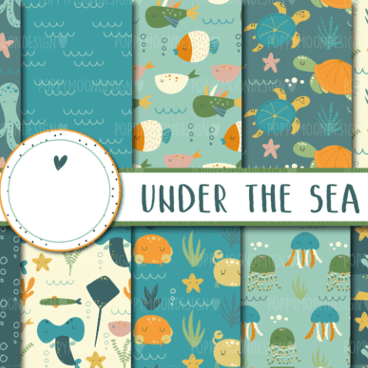 Kit Digital Papeis Fundo Do Mar 1