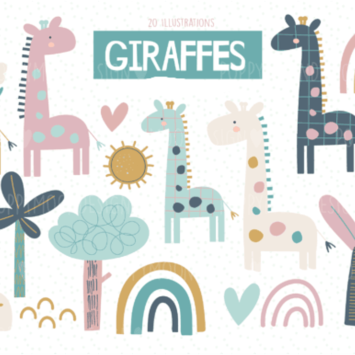 Kit Digital Girafinhas Minimalistas 1