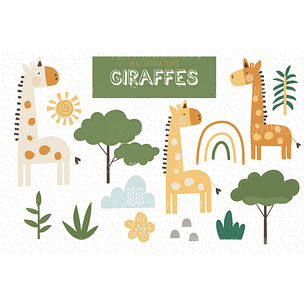 Kit Digital Pequenas Girafas 