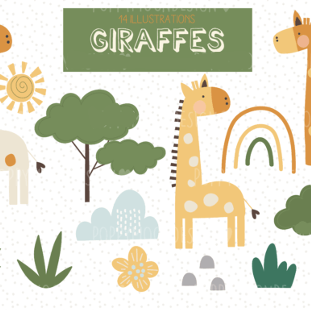 Kit Digital Pequenas Girafas  1