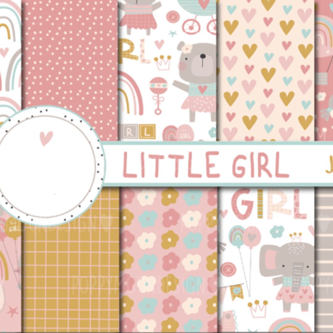 Kit Digital Papeis Elefantes Arcoiris Menina  1