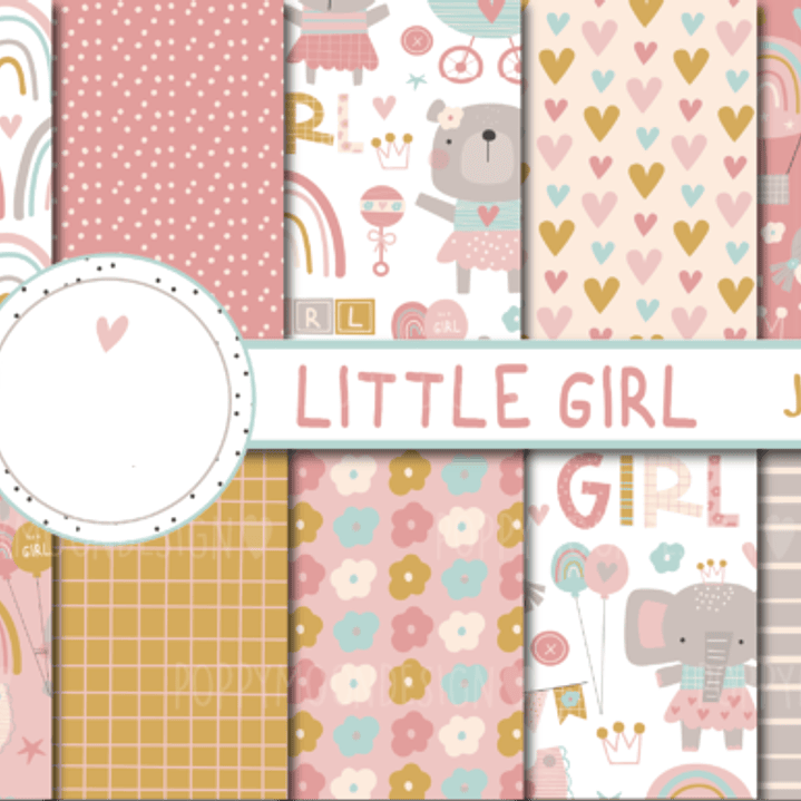 Kit Digital Papeis Elefantes Arcoiris Menina  1