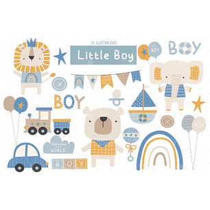 Kit Digital Boy Animal Arcoiris 