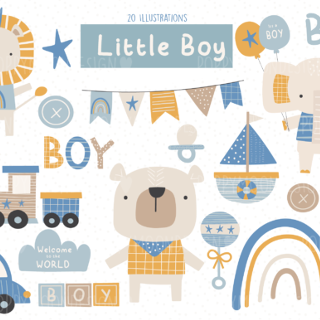 Kit Digital Boy Animal Arcoiris  1