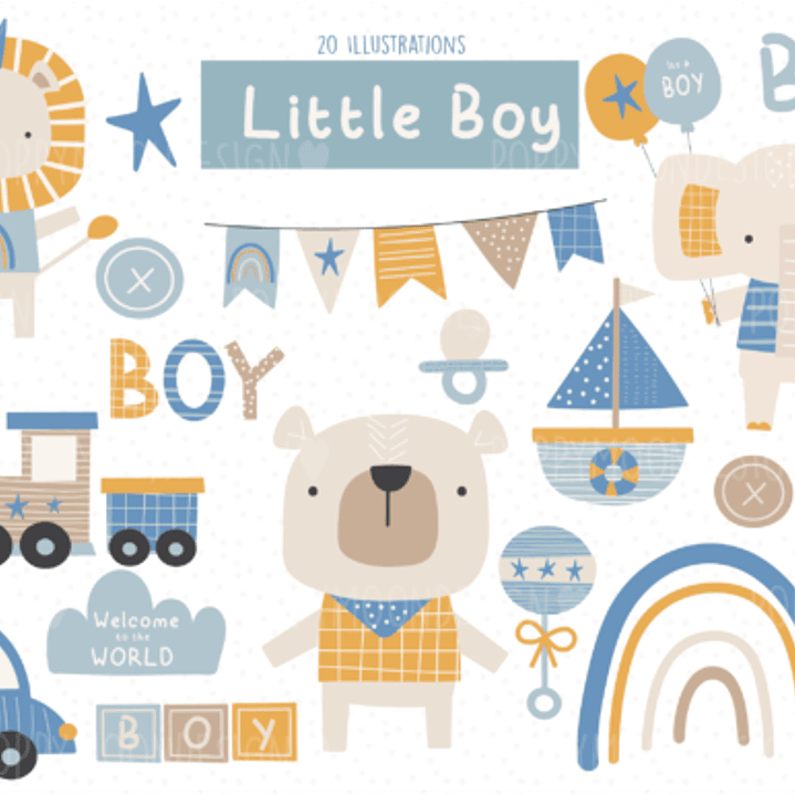 Kit Digital Boy Animal Arcoiris  1