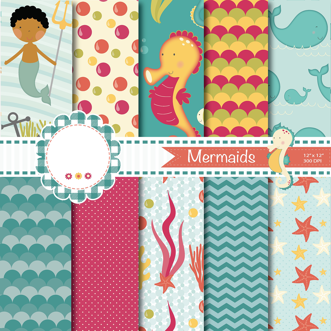 Kit Digital Papeis Fundo Do Mar  1