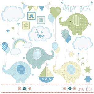 Kit Digital Elefantes Baby Boy