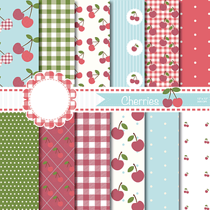 Kit Digital Papeis Cerejas 