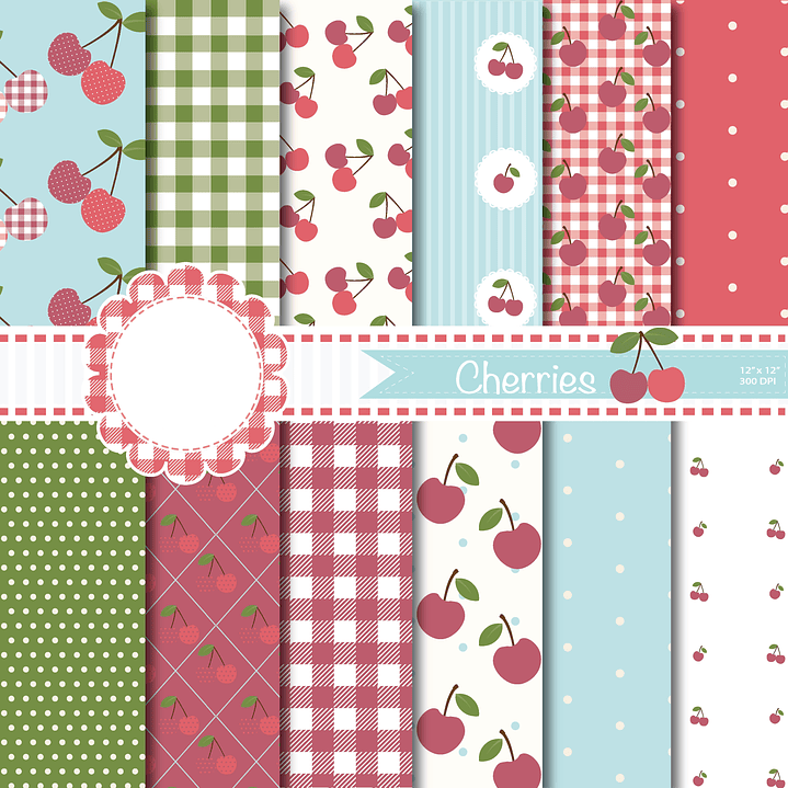 Kit Digital Papeis Cerejas  1