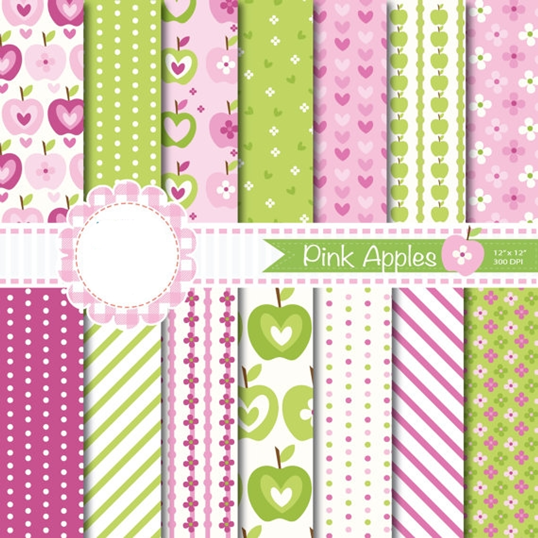 Kit Digital Papeis Lilas Verde Maça  1