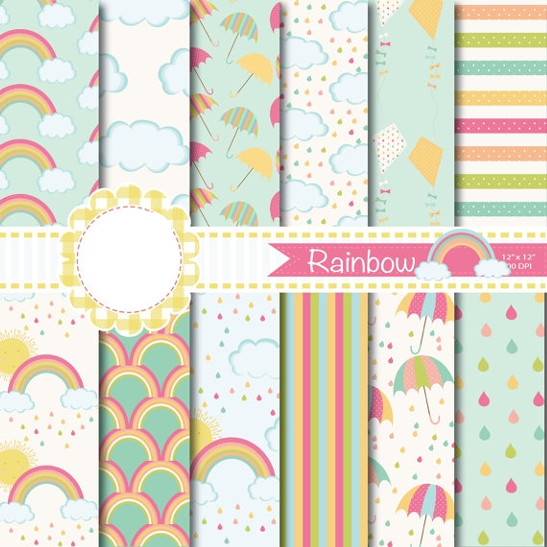 Kit Digital Papeis Inverno Arcoiris 1