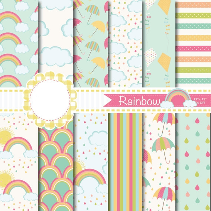 Kit Digital Papeis Inverno Arcoiris 1