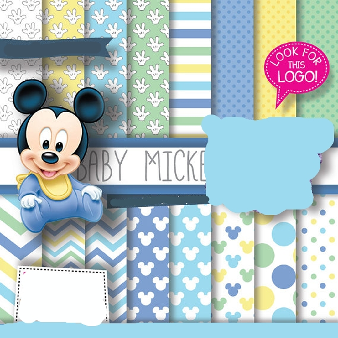 Kit Digital Papeis Baby Mickey 1