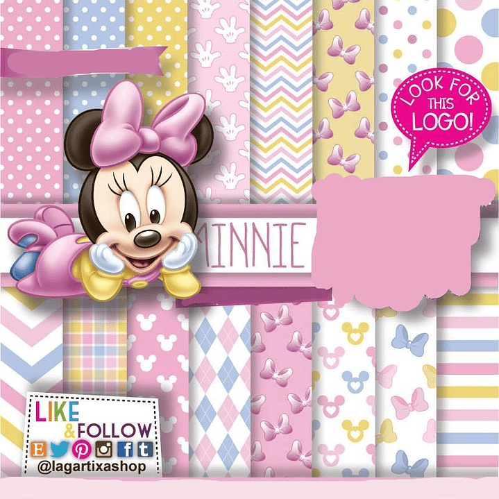 Kit Digital Papeis Minnie Baby 1