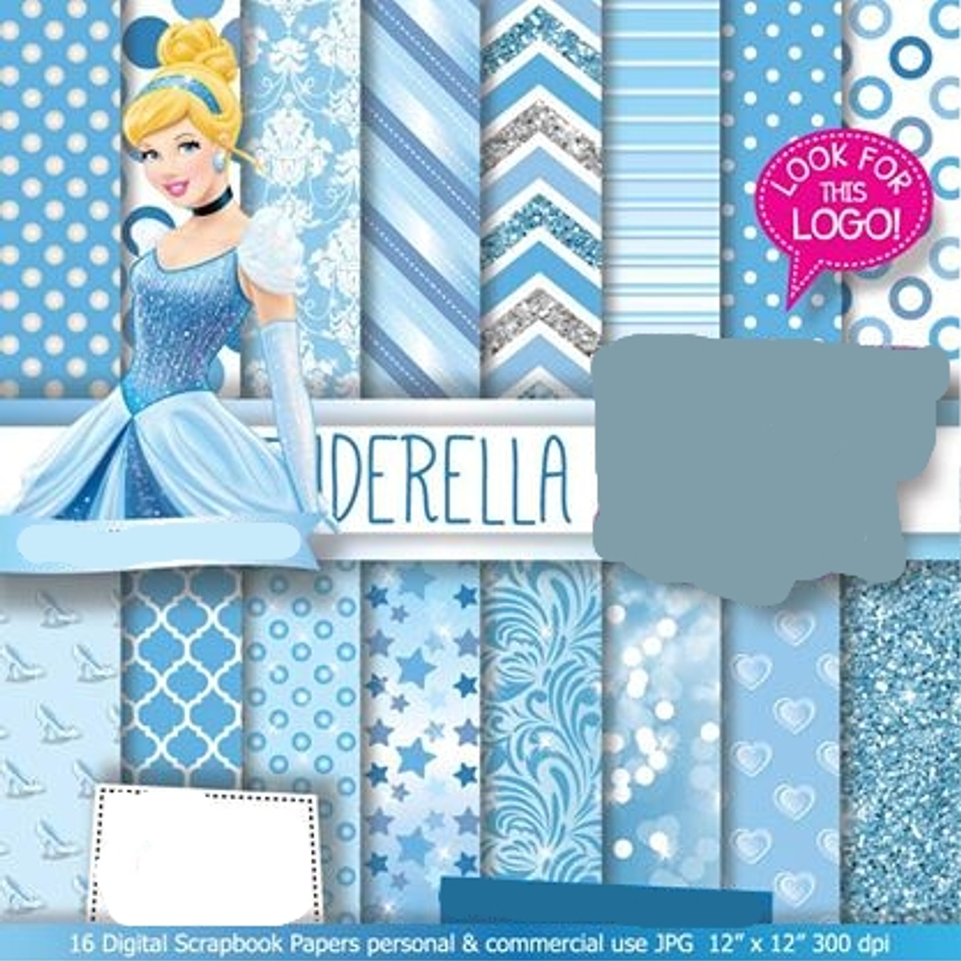 Kit Digital Papeis Cinderela  1