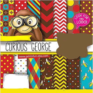 Kit Digitais Papeis George Macaquinho Curioso 