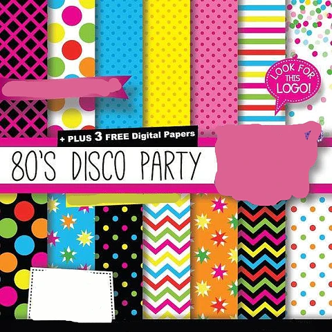 Kit Digital Papeis Anos 80 Disco Party