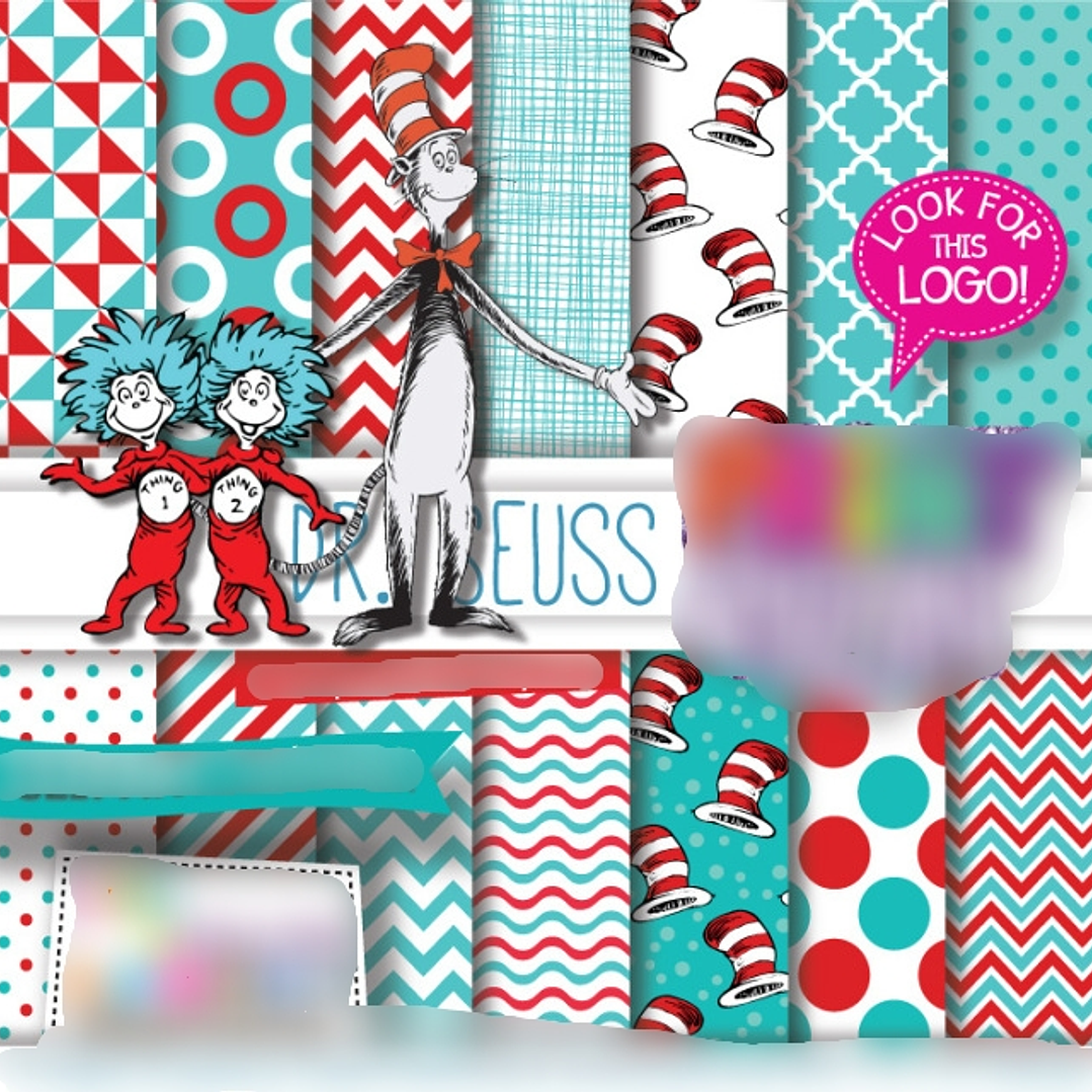 Kit Digital Papeis Dr Seuss 1